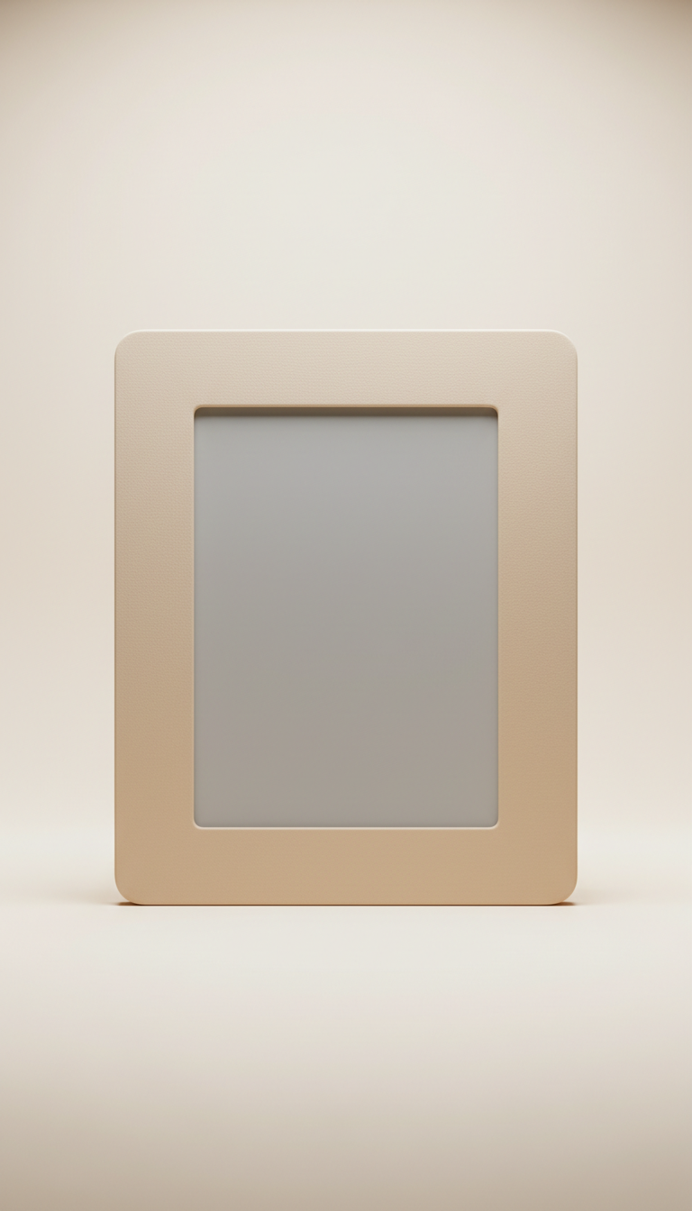 AI digital photo frame in almond milk textured finish
