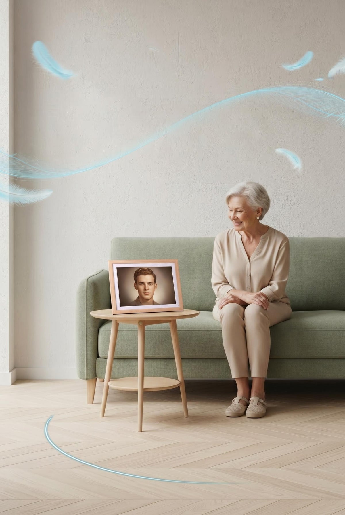 AIBANLV 15.6-inch wooden home AI companion frame