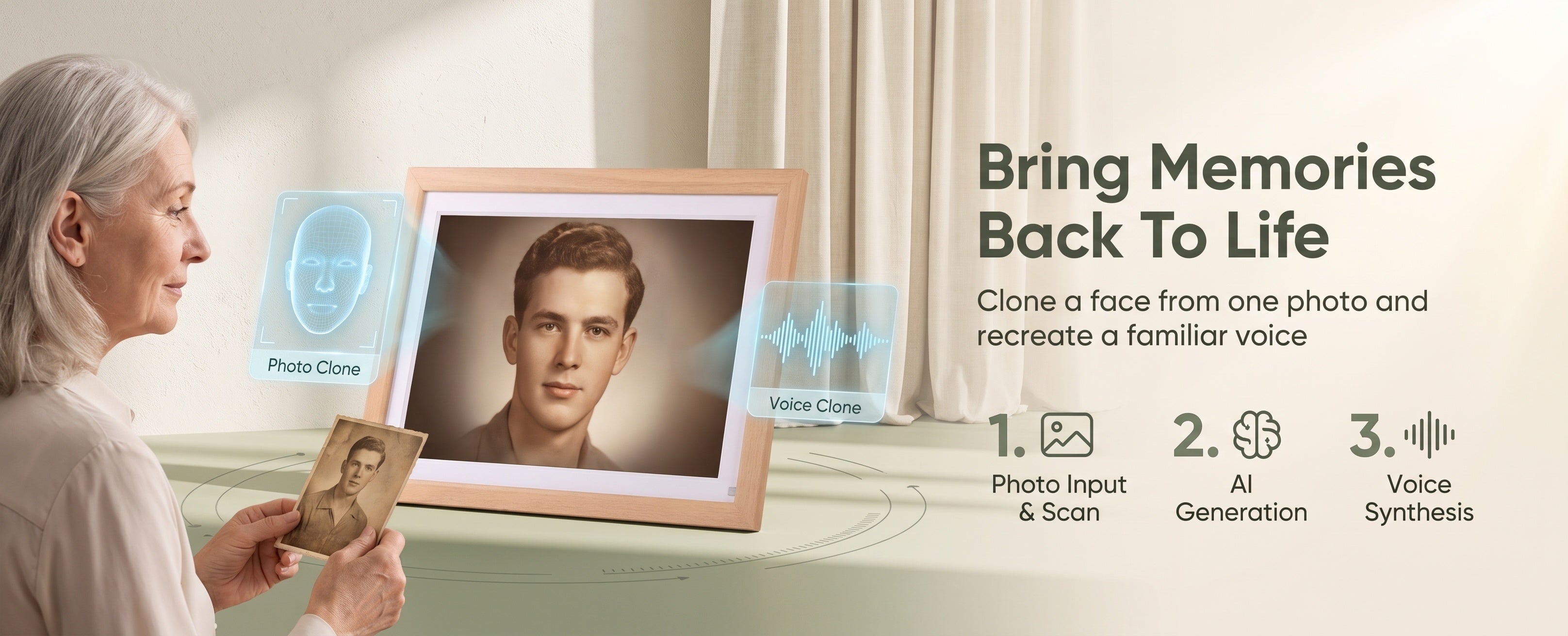 AIBANLV creates a custom AI likeness from one photo and recreates a familiar voice
